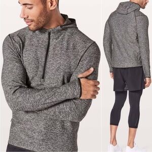 Lululemon Surge Warm 1/2 Zip Hoodie Heathered Black Mens Sz XL